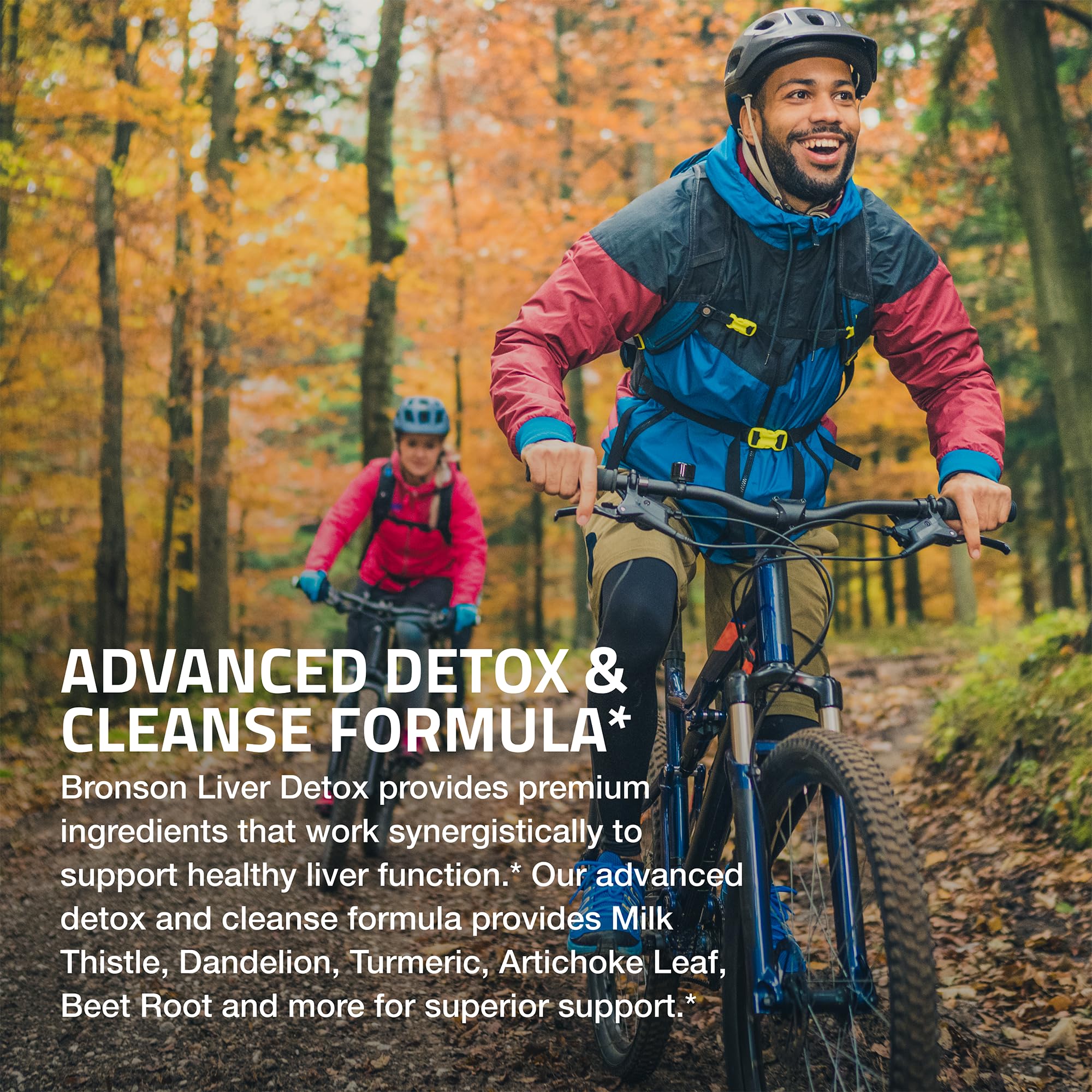 Bronson Liver Detox label highlights dandelion extract for herbal balance.