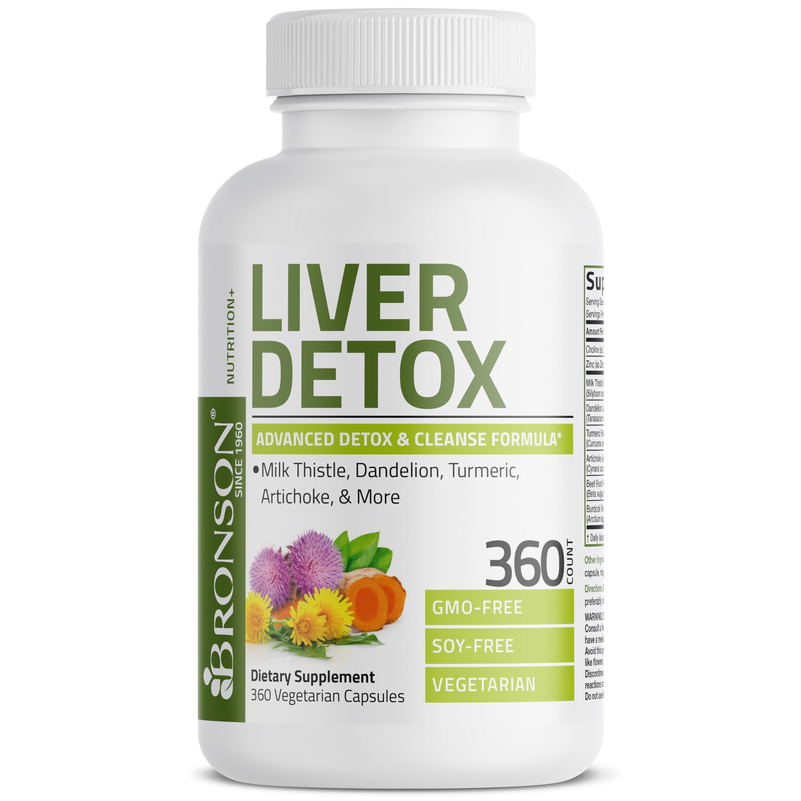 Bronson Liver Detox bottle features turmeric for antioxidant-inspired wellness.