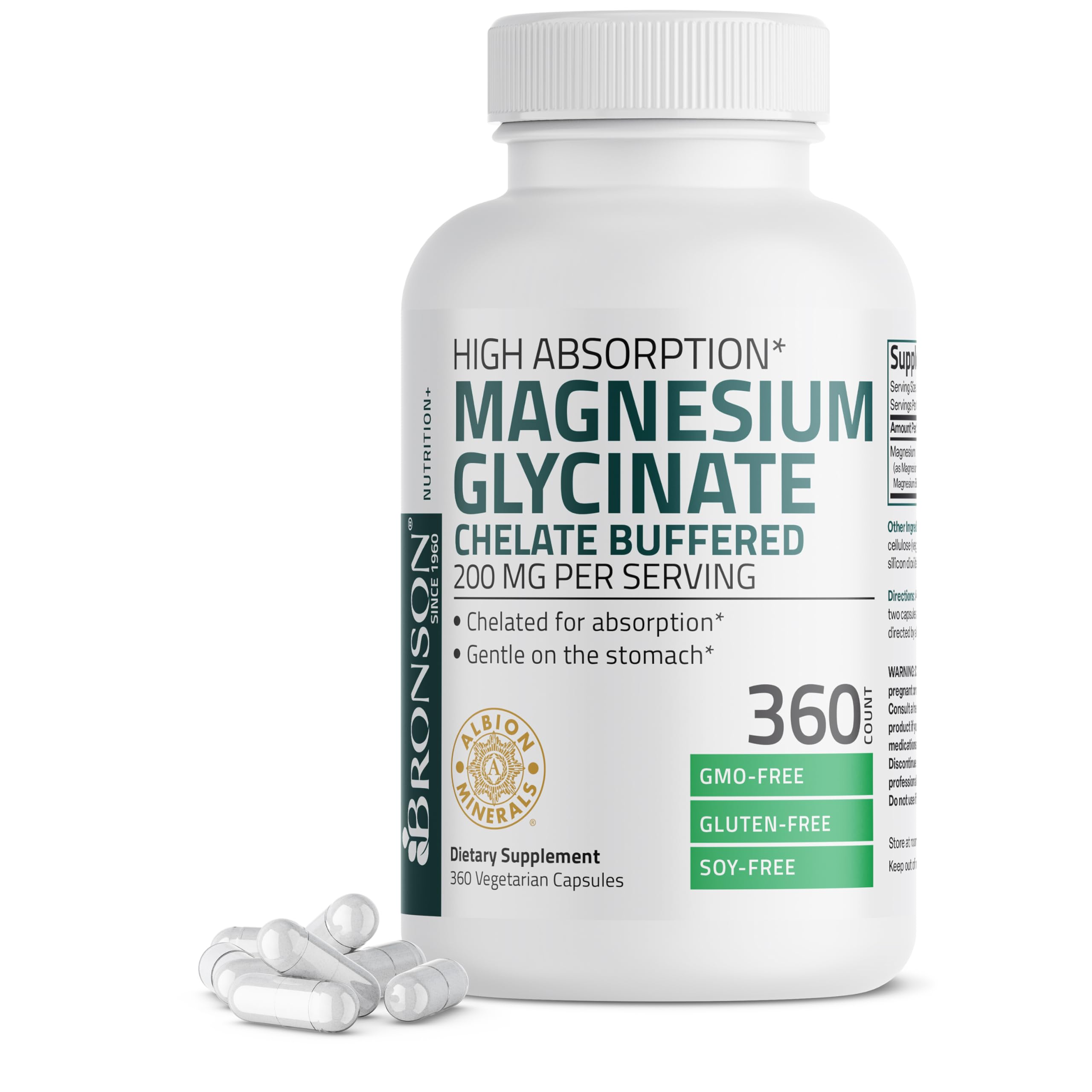 Bronson Magnesium Glycinate bottle for easy daily supplementation