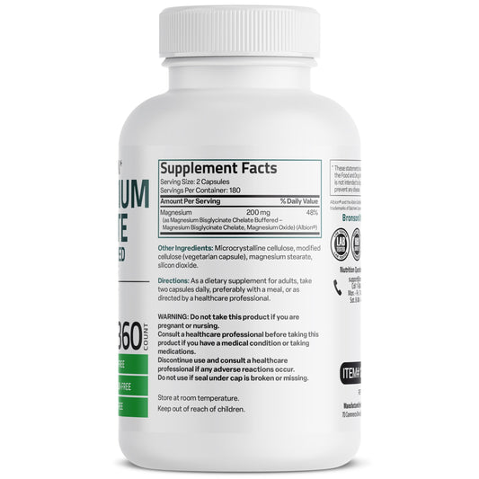 Bronson Magnesium Glycinate capsules close-up showing gentle digestion