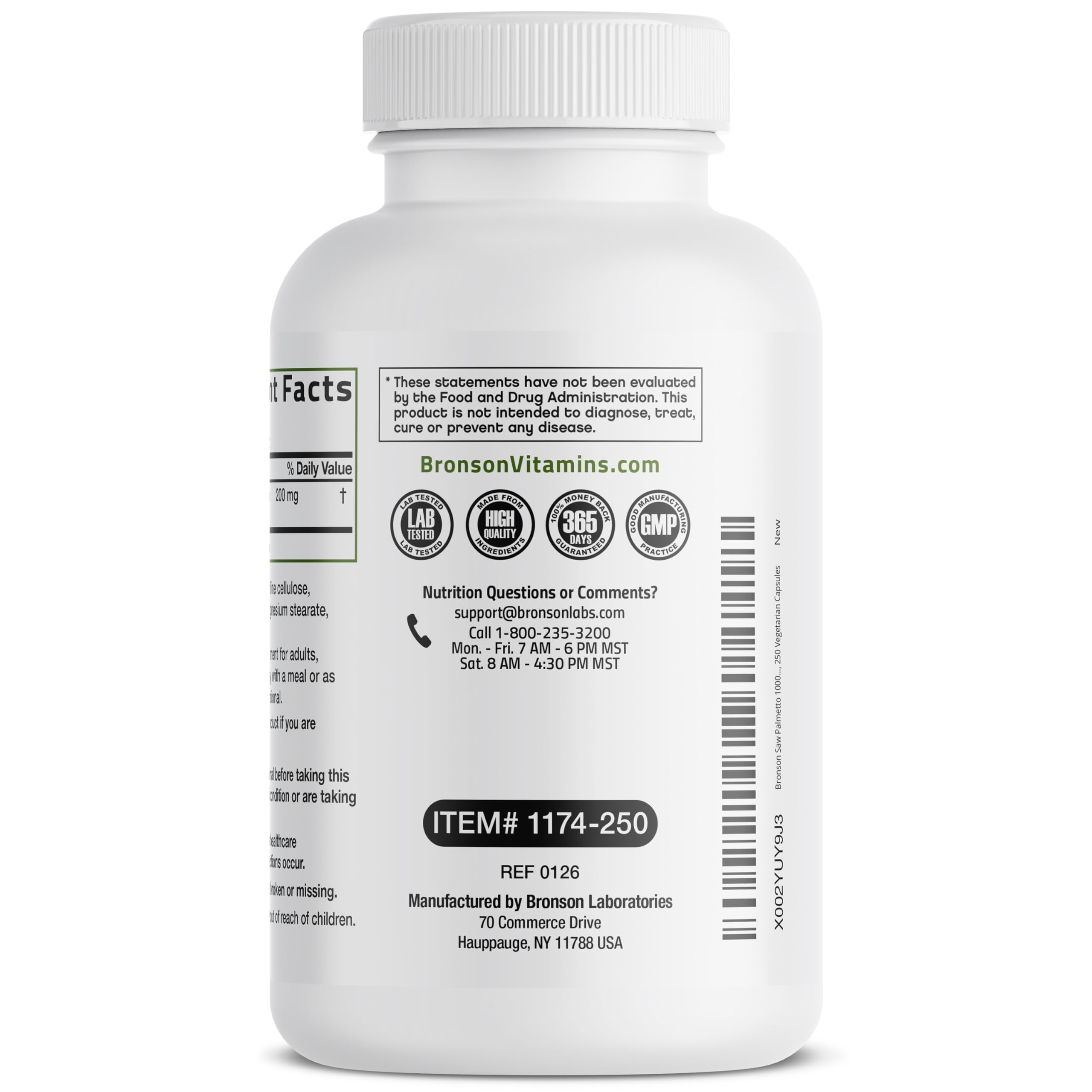 Bronson Saw Palmetto capsules ready for daily use.