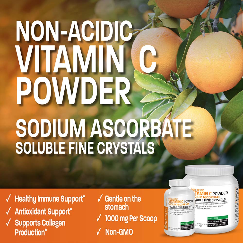 Bronson vitamin C powder scoop with jar for convenient dosing