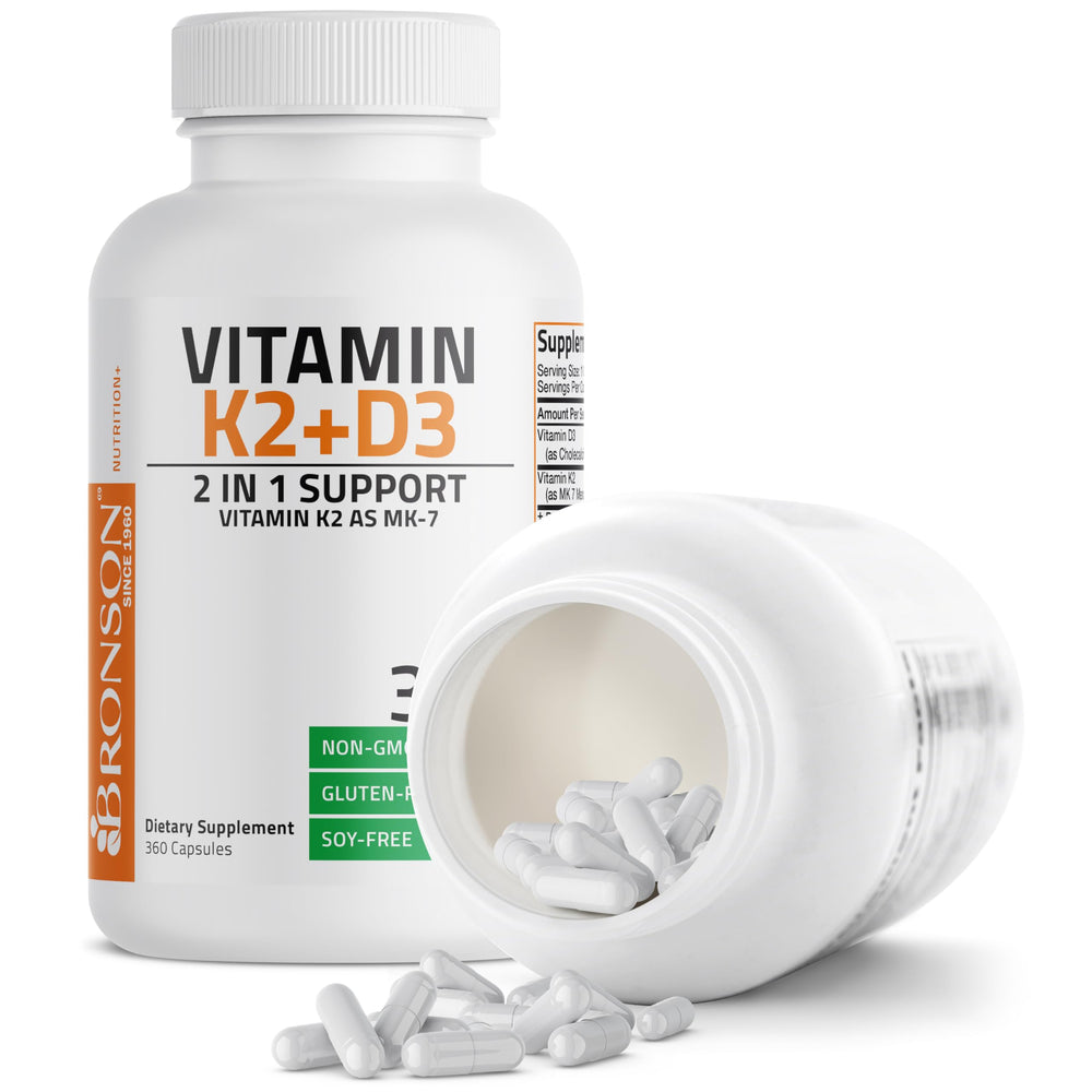 Bronson vitamin k2 mk7 d3 New York facility badge emphasizes quality checks.