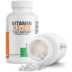 Bronson vitamin k2 mk7 d3 New York facility badge emphasizes quality checks.