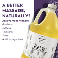 Brookethorne Naturals Relax Massage Oil suited for therapists in clinics and spas.