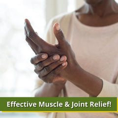 Brookethorne Naturals Relief Plus Arnica Muscle Oil label highlights natural essential oils