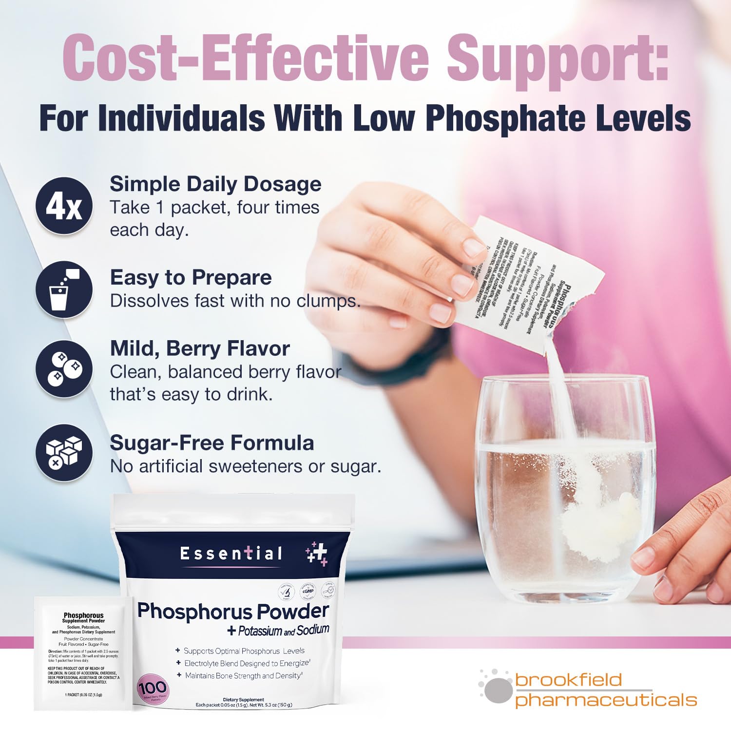 Brookfield Phosphorus Supplements box with 100 packets for value