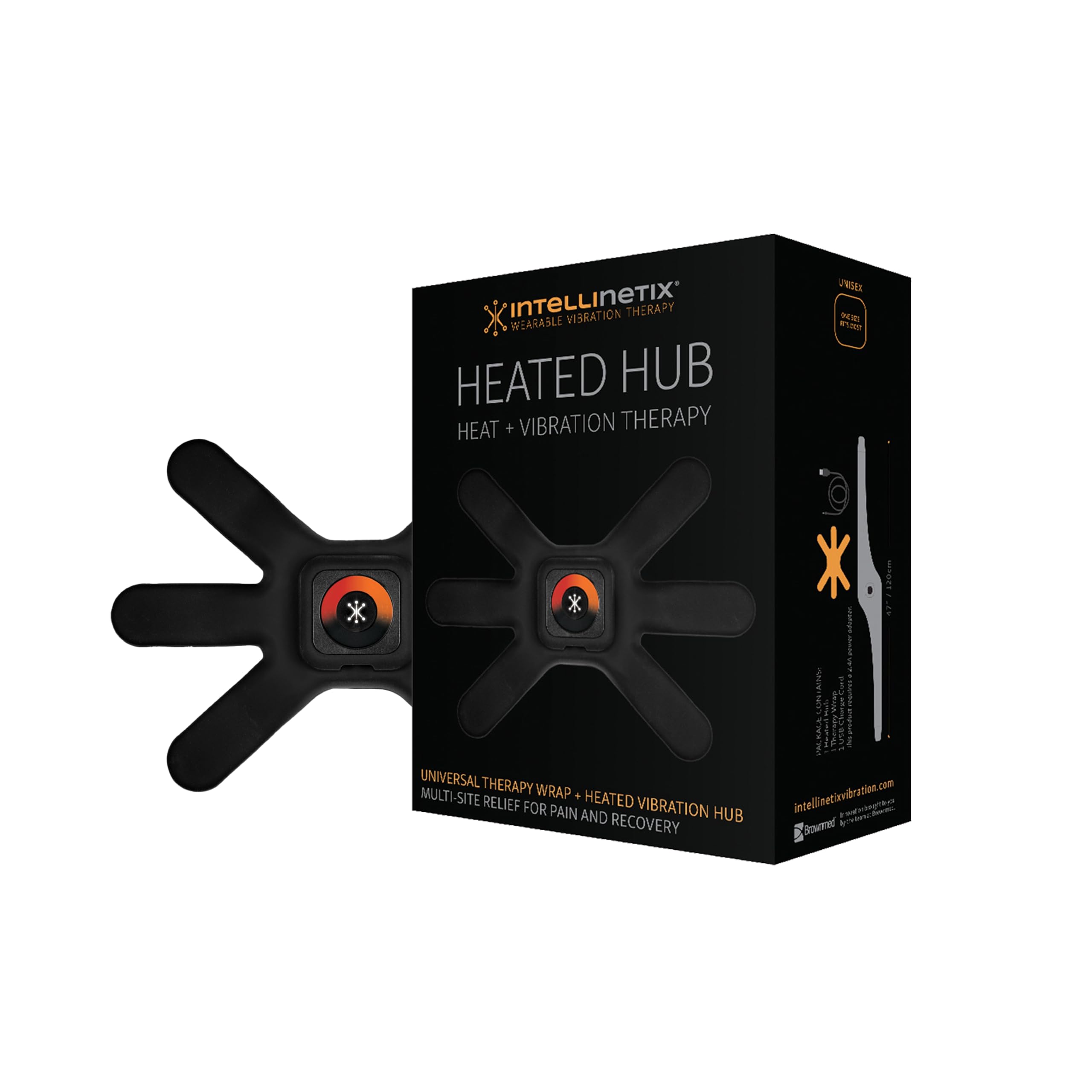 Brownmed Intellinetix heat wrap wearable for targeted muscle relief during daily activities.