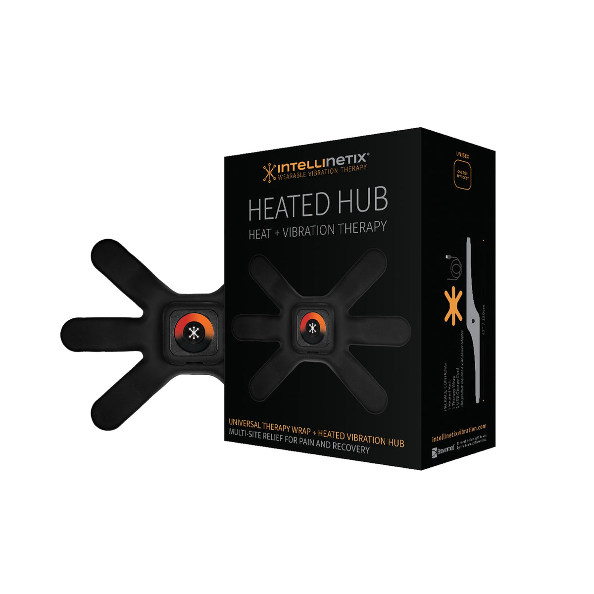 Brownmed Intellinetix heat wrap wearable for targeted muscle relief during daily activities.