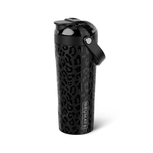 BrüMate Multishaker with MagFlip lid open for quick sips during workouts.