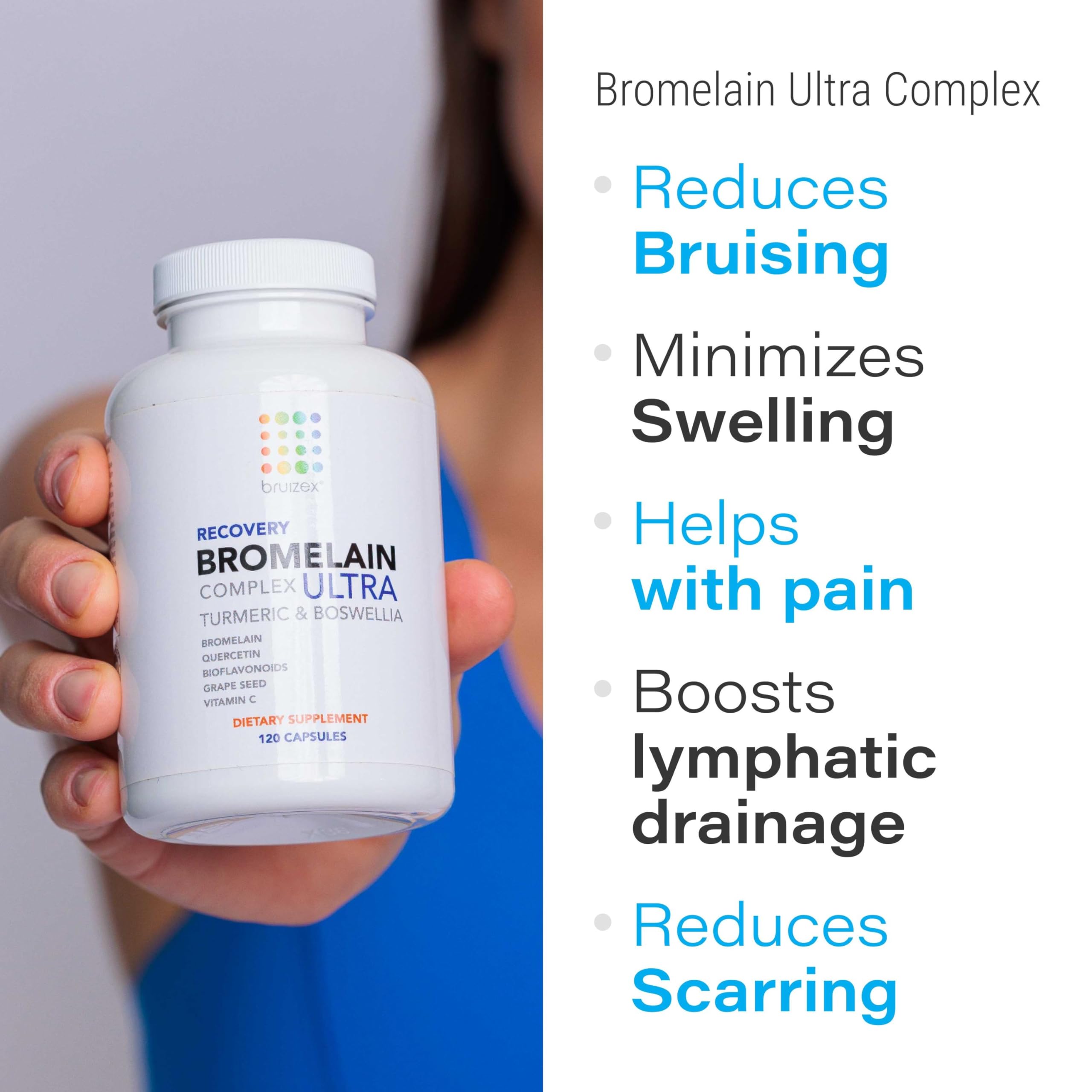Bruizex Ultra capsules pouring for daily bruise care.