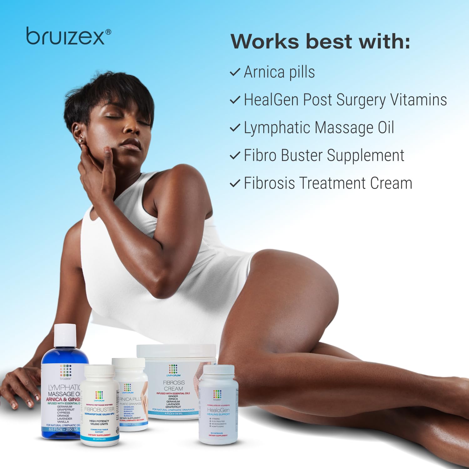 Bruizex Ultra ingredients panel highlighting non-GMO, vegan-friendly formula.