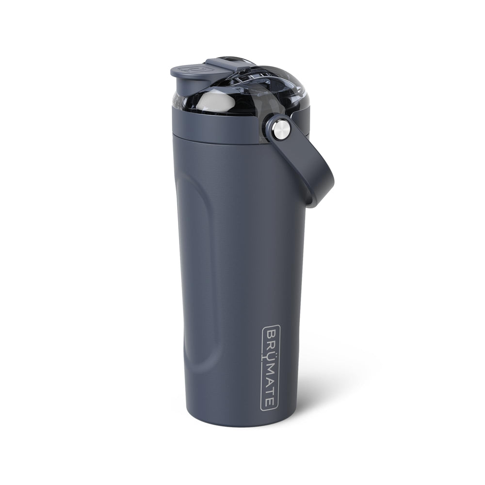 BrüMate MultiShaker with MagFlip lid in Nightfall Blue for leakproof performance.