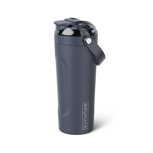 BrüMate MultiShaker with MagFlip lid in Nightfall Blue for leakproof performance.