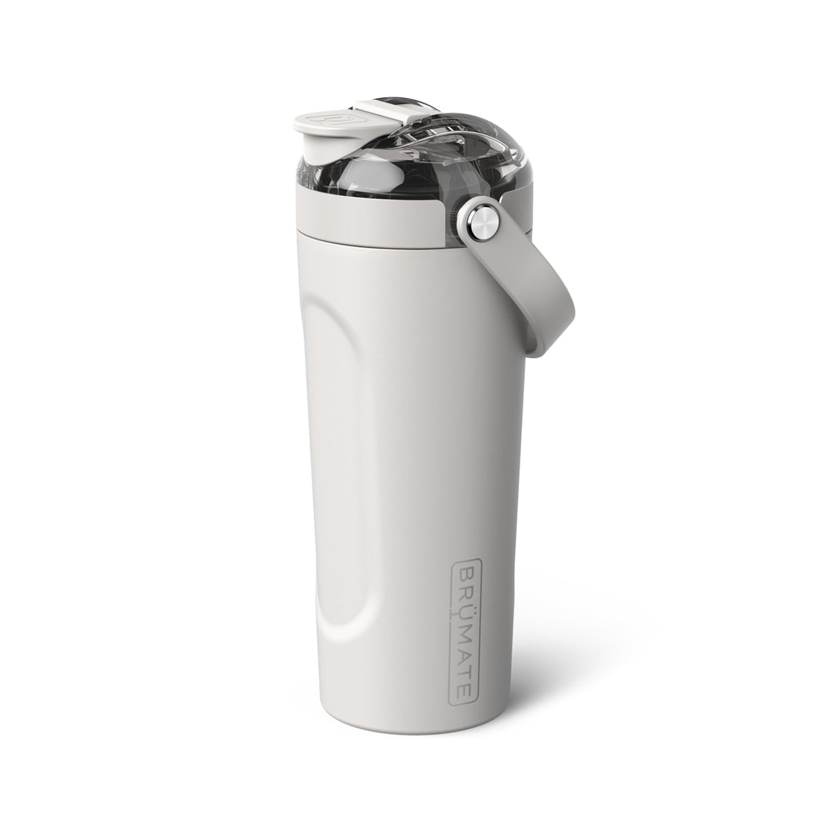 BrüMate MultiShaker with MagFlip lid open for quick, mess-free shaking on the go.
