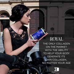 BRUNO MD Royal Collagen Peptides bottle with label highlights skin, hair, and nails