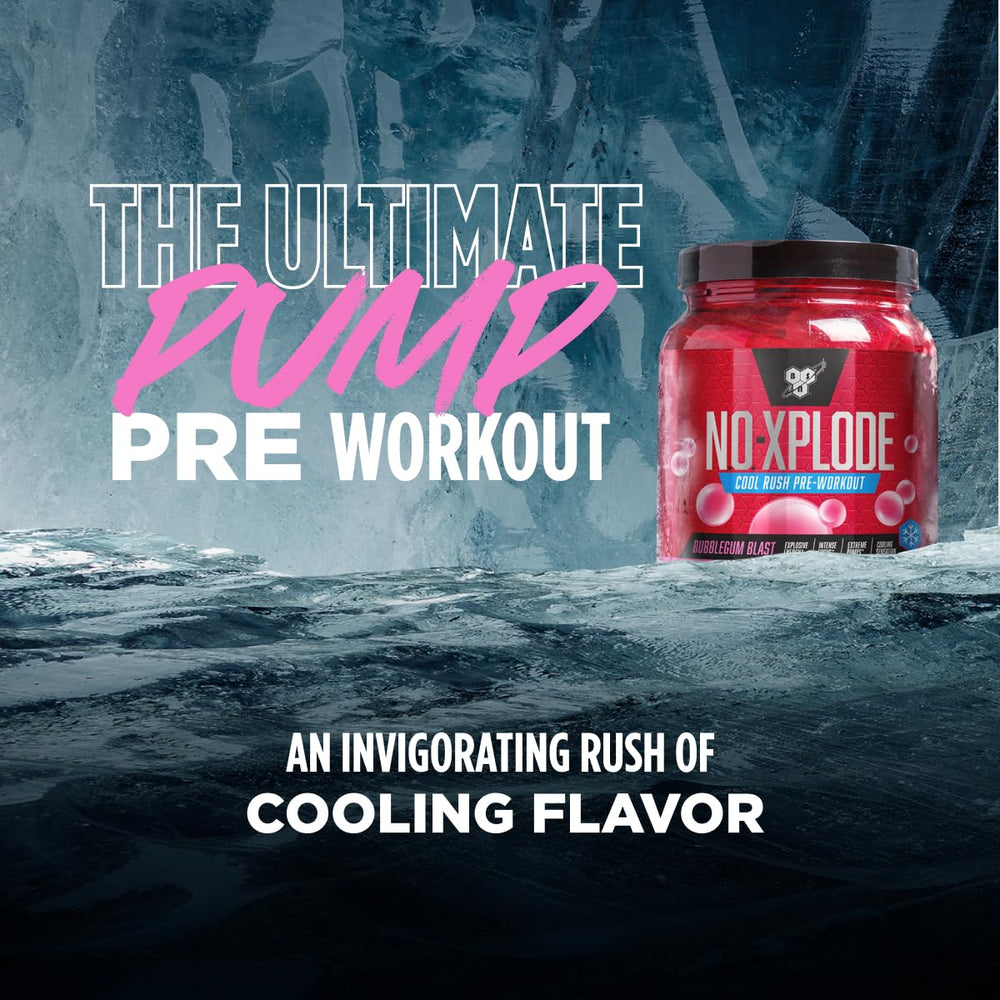 BSN N.O.-XPLODE Cool Rush ingredients graphic featuring key components.