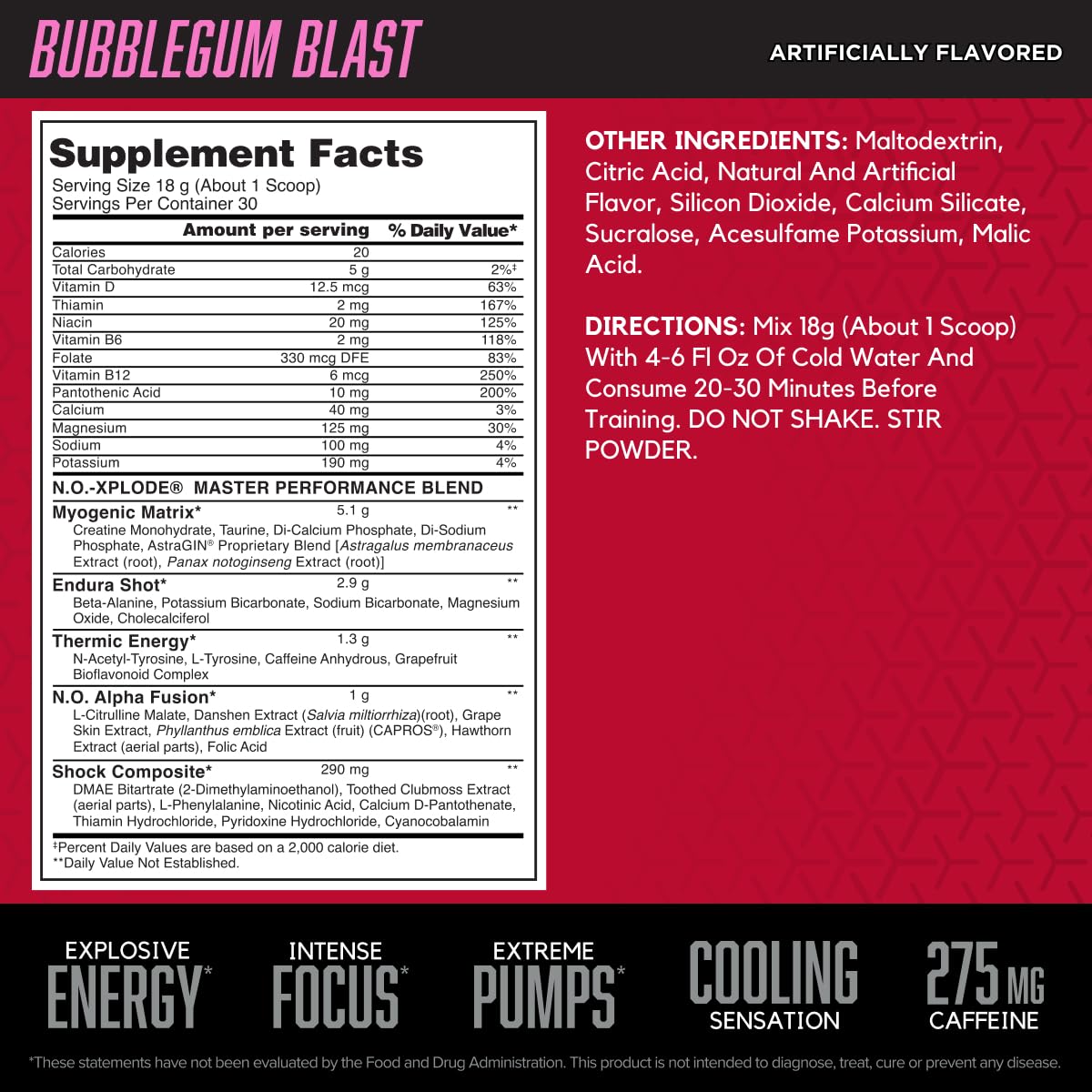 BSN N.O.-XPLODE Cool Rush packaging close-up highlighting the label.