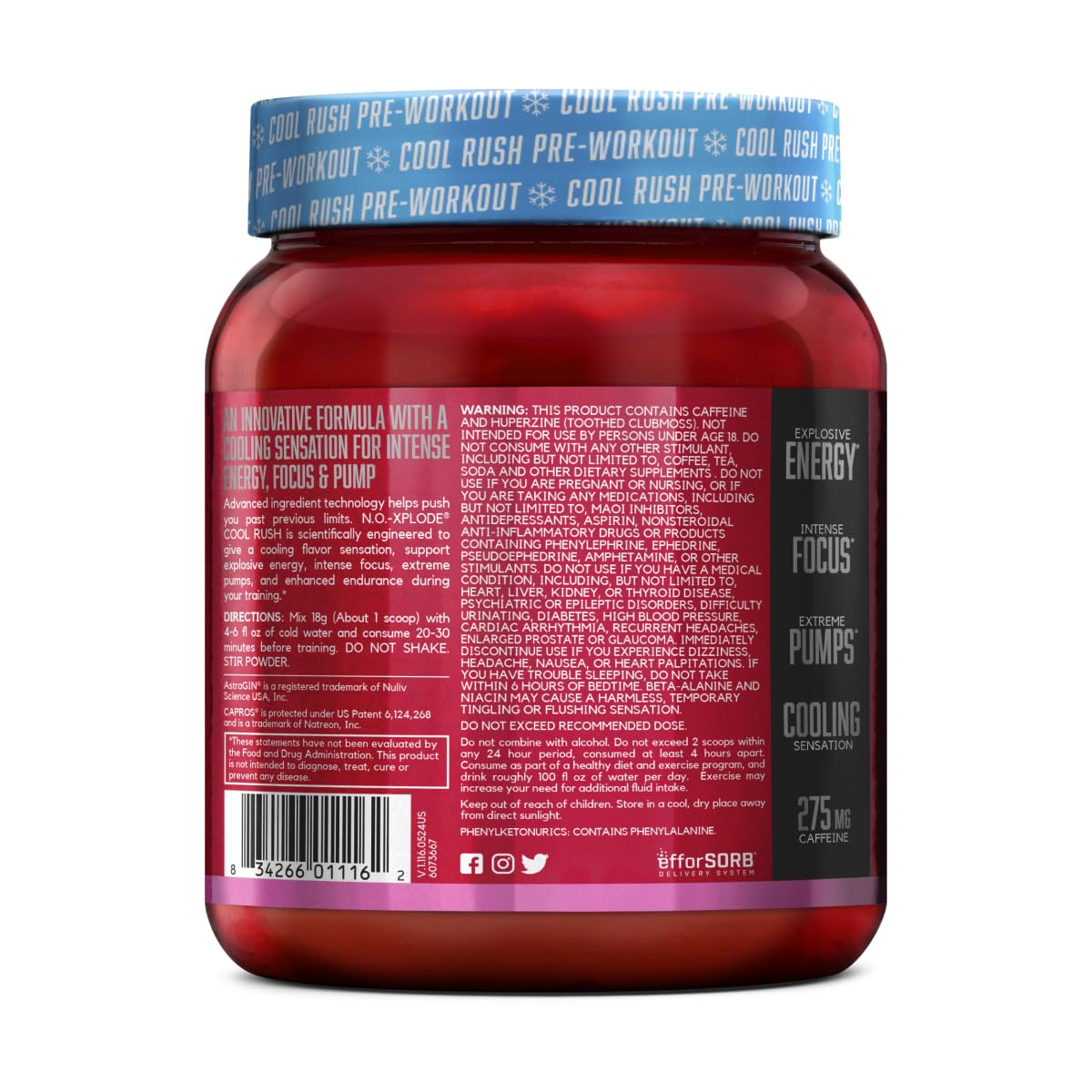 BSN N.O.-XPLODE Cool Rush shaker ready for pre-workout use.