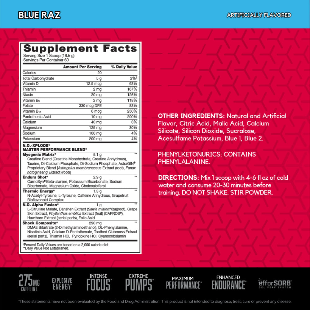 bsn n.o.-xplode ingredients label highlights energizing components