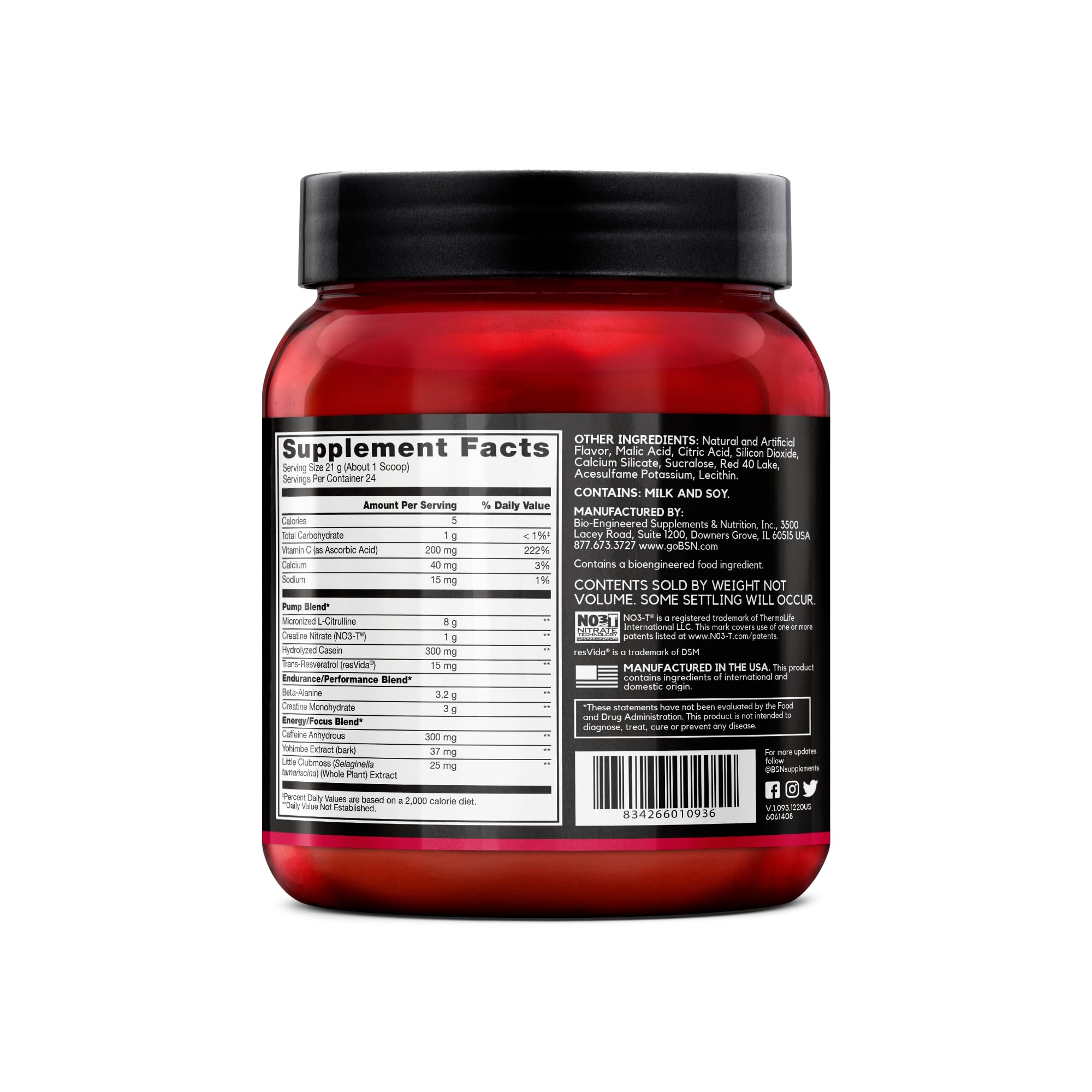BSN N.O.-XPLODE VASO NO3-T creatine nitrate ingredients.