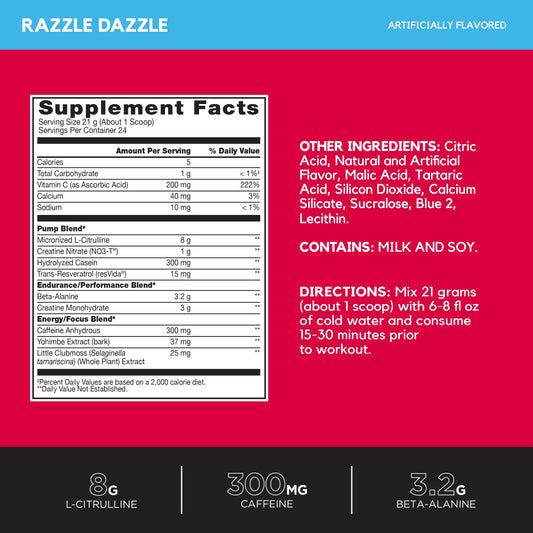 BSN N.O.-XPLODE Vaso ingredients label highlights NO3-T and citrulline.