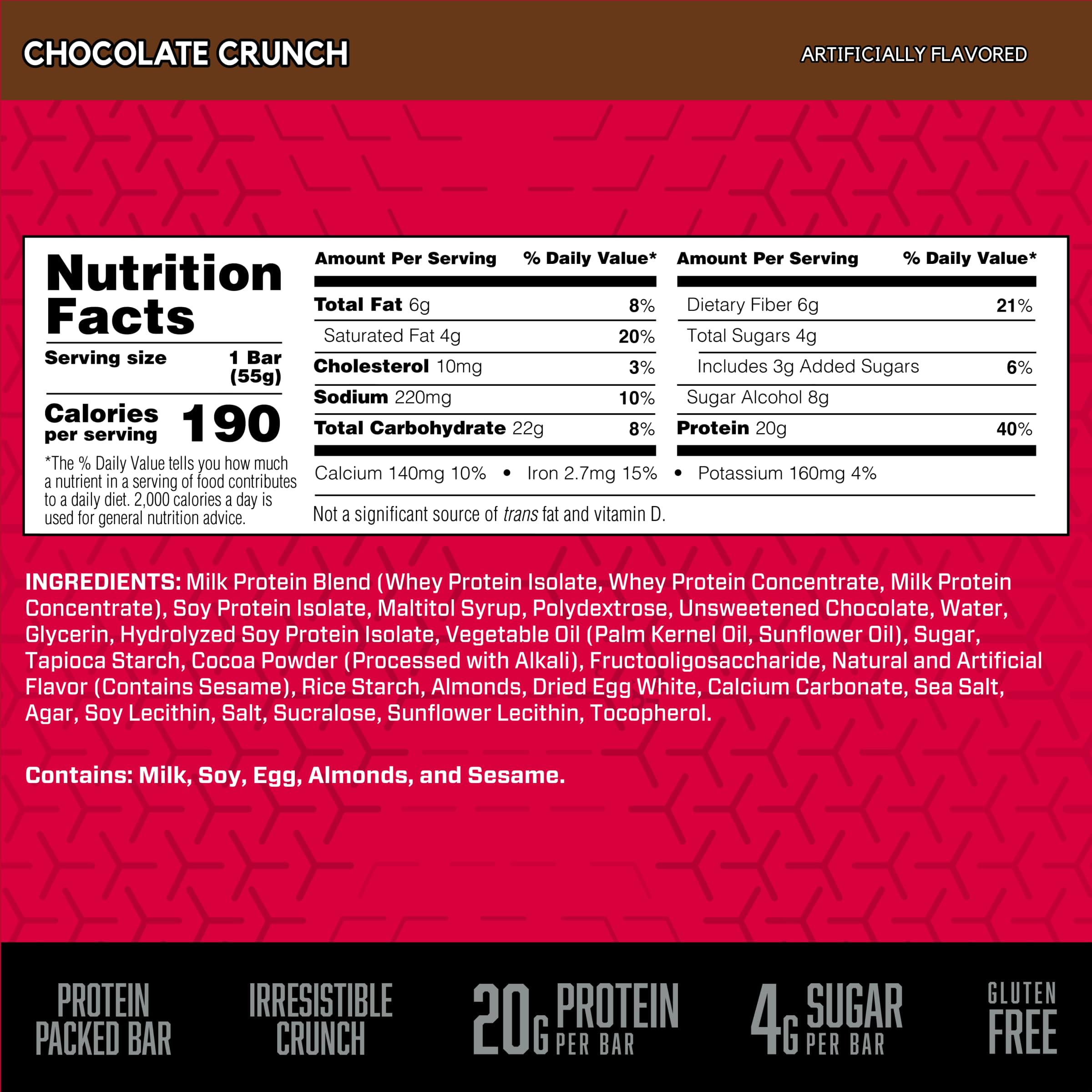BSN Protein Crisp Bar close-up texture highlights light crunchy bits