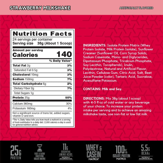 BSN SYNTHA-6 ISOLATE bottle close-up highlighting 25g protein per serving.