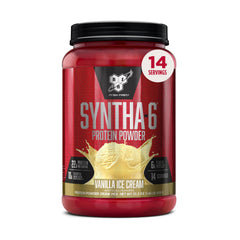 BSN SYNTHA-6 Vanilla Ice Cream tub front view showing rich flavor and easy protein