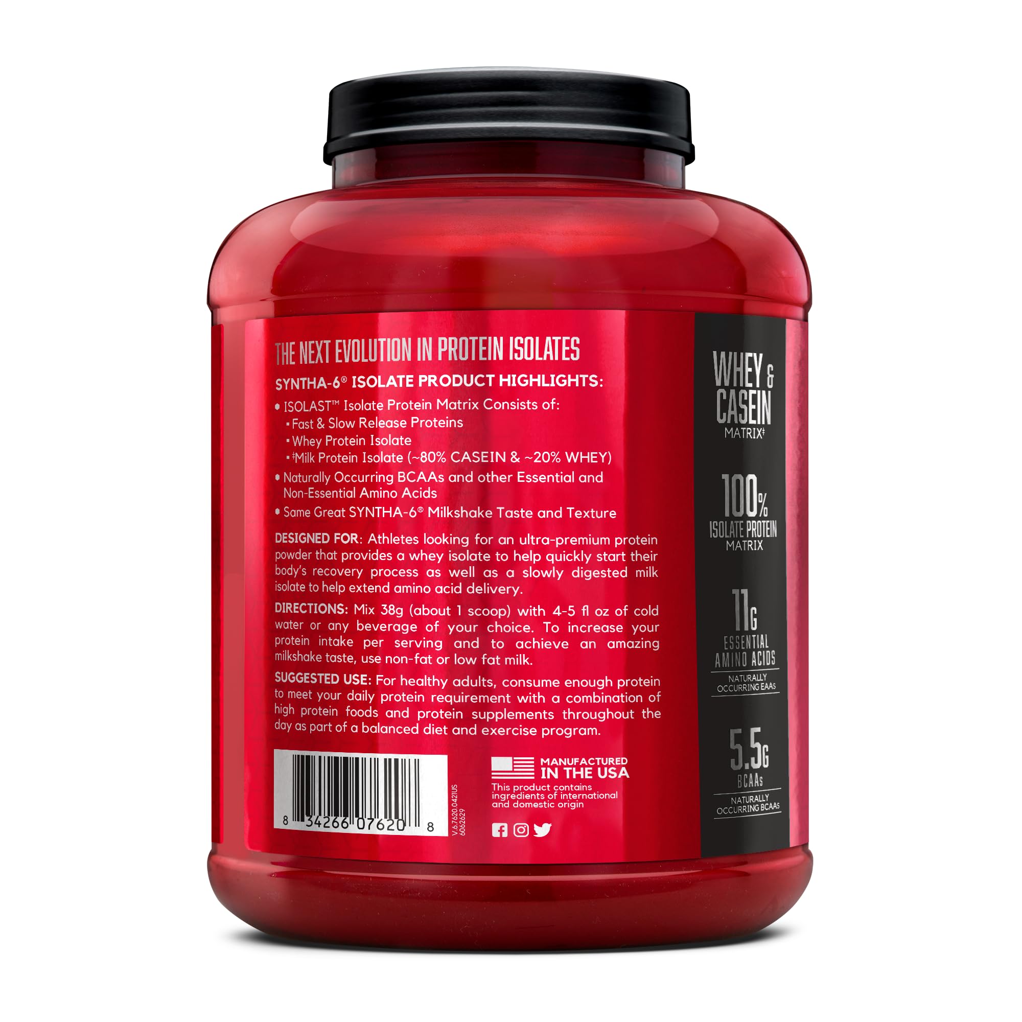 BSN SYNTHA-6 ISOLATE chocolate-milkshake glass pour captures smooth consistency