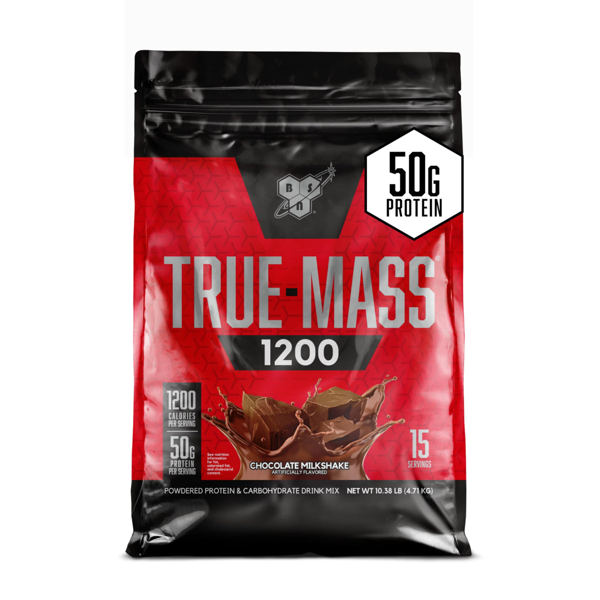 BSN TRUE-MASS 1200 chocolate milkshake tub for post-workout fueling