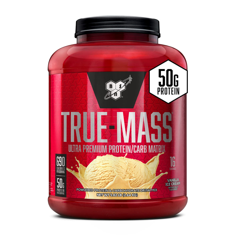 BSN TRUE-MASS bottle close-up for mass-building potential