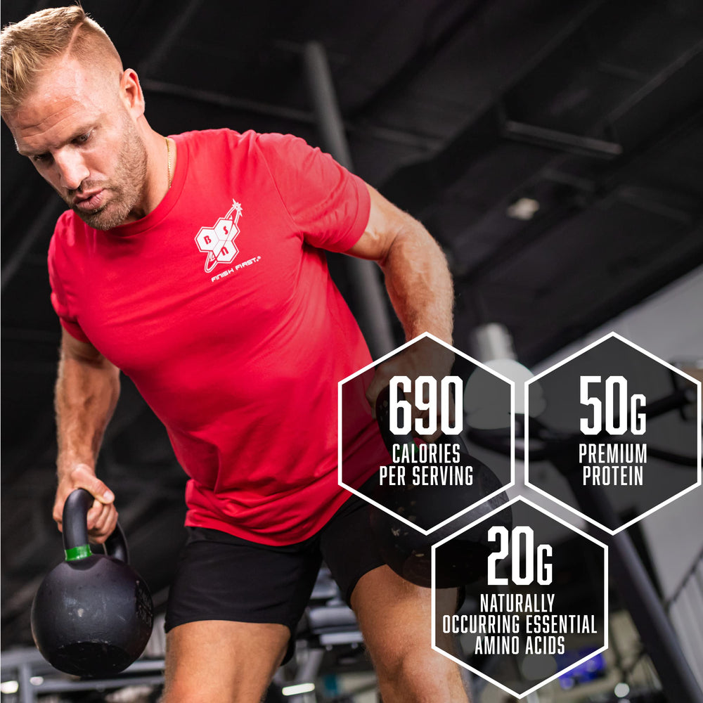 BSN TRUE-MASS shaker pouring shake ready to drink after training