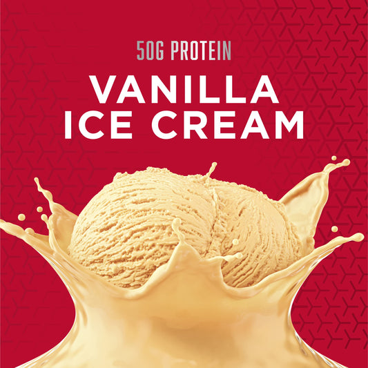 BSN TRUE-MASS vanilla flavor scoop ready for post-workout shake