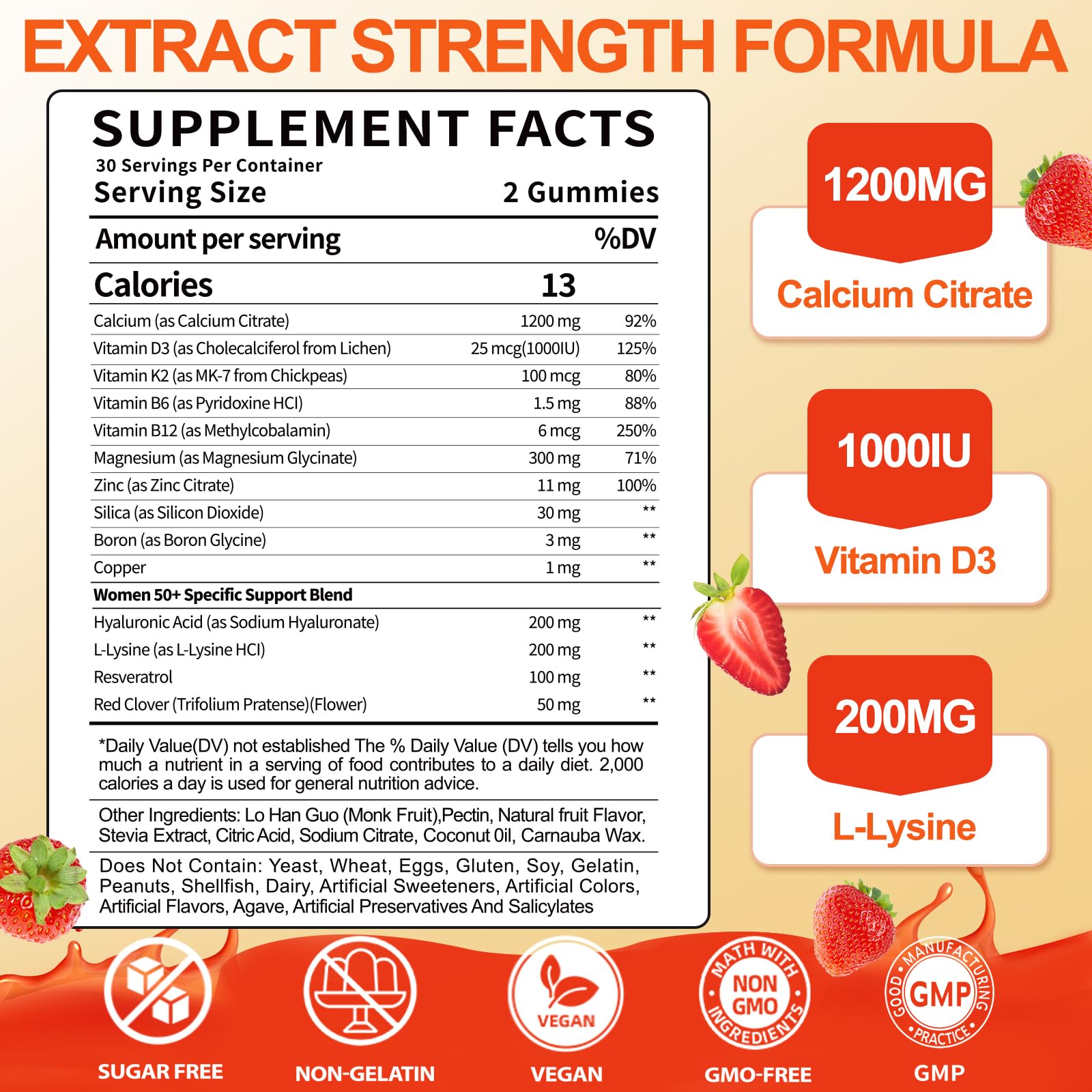BSSTABBON calcium citrate gummies close-up texture showing chewy sugar-free formula