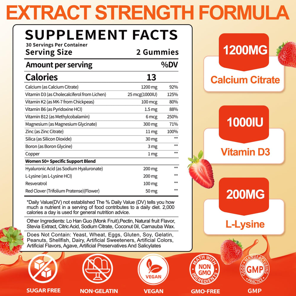 BSSTABBON calcium citrate gummies close-up texture showing chewy sugar-free formula