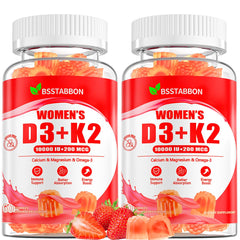 BSSTABBON D3 K2 gummies in a jar for daily immune and energy support.