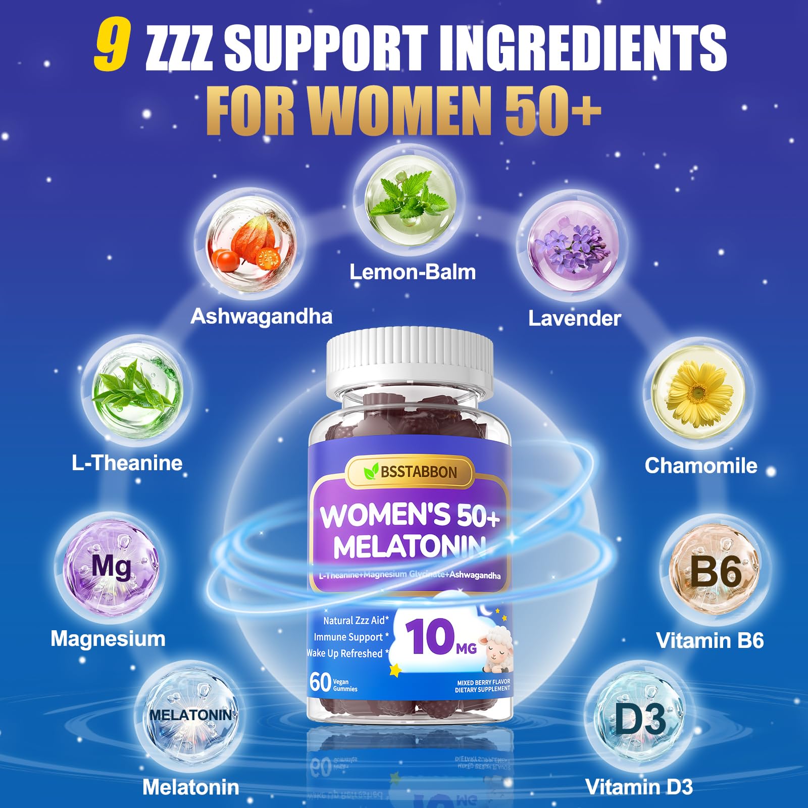 BSSTABBON D3 magnesium zinc formula supports daily wellness for 50+ women.