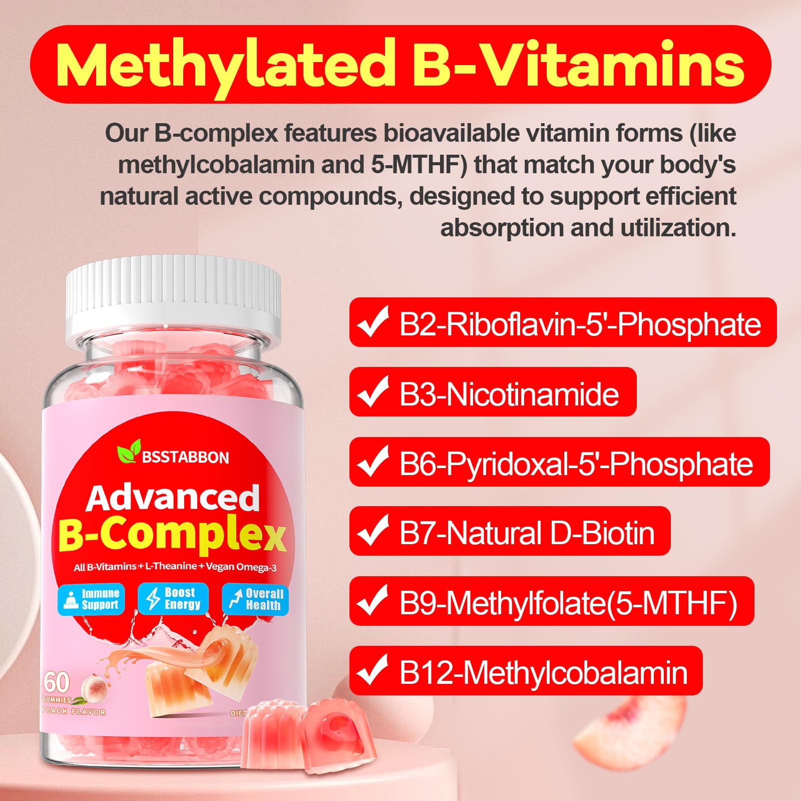 BSSTABBON omega-3 and D3 blend close-up suggests heart and immune health benefits.