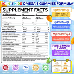 BSSTABBON vegan omega-3 kids gummies close-up, mango flavor and sugar-free formulation for children