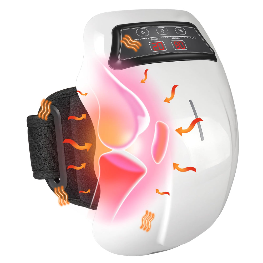 Bsteciar heated knee massager front view with adjustable straps for secure fit