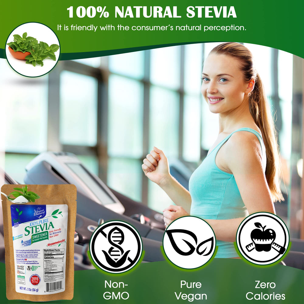 Dosing scoop inside BSweetBNatural stevia powder container