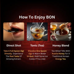 Earthy label design on BTGIN Bon ginseng conveys natural premium quality.