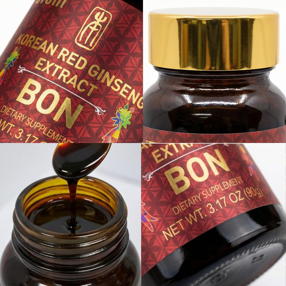 Thick, dark extract suggests a concentrated ginseng formula from BTGIN Bon.