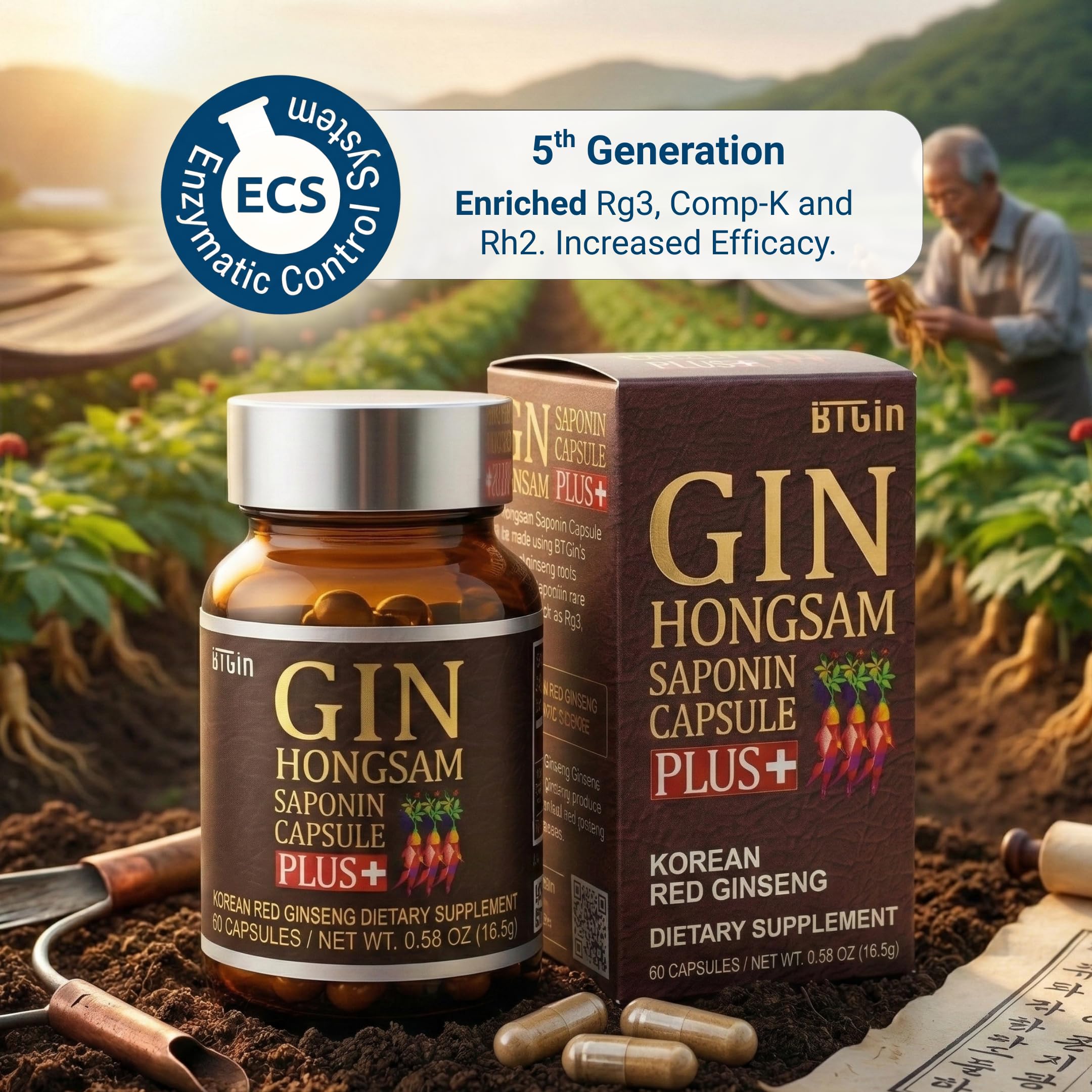 BTGIN Gin Hongsam Capsule label detail highlighting pure extract
