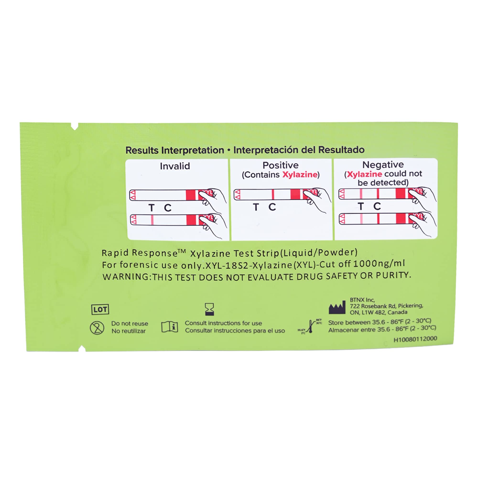 BTNX Rapid Response Xylazine Strip tested with liquid sample for quick results.