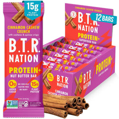 B.T.R. Nation Cinnamon Cashew Crunch packaging highlights clean label and keto-friendly snack.