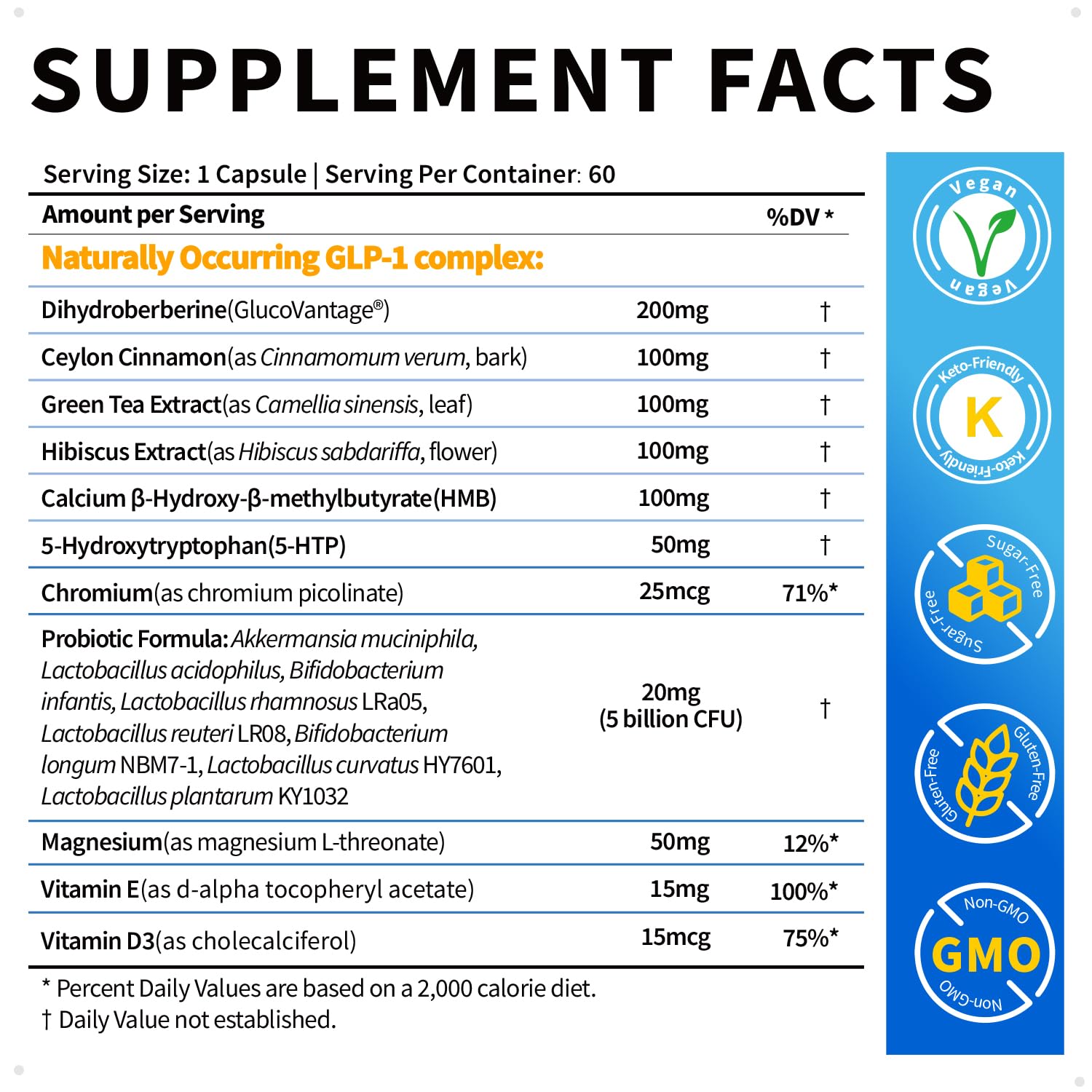 Brand label close-up indicating probiotic and ingredient quality