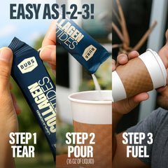 BUBS Naturals collagen mixes into tea or juice effortlessly.