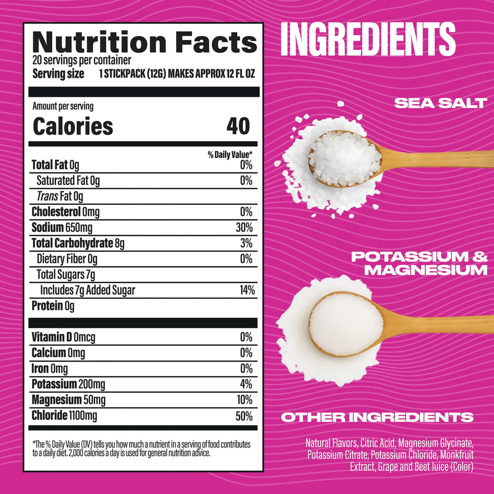 BUBS Naturals electrolyte powder sticks dissolve easily for on-the-go hydration.